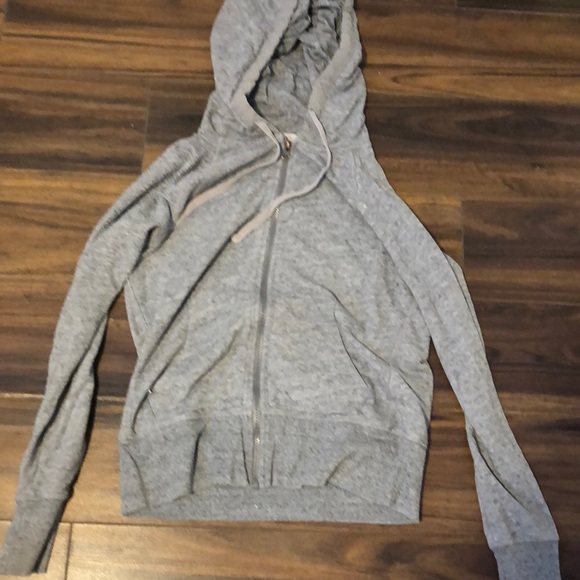 Slim fitting gray zip up hoodie - Picture 1 of 2